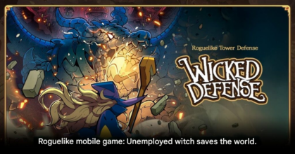Wicked Defense mobile roguelike defense gameplay featuring wizard casting spells