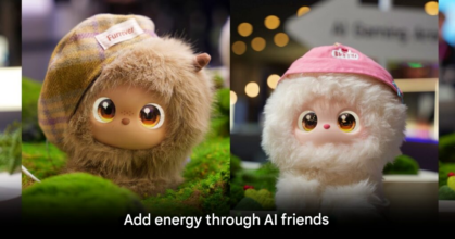 iMoochi AI companion robot pet with soft fur and expressive eyes
