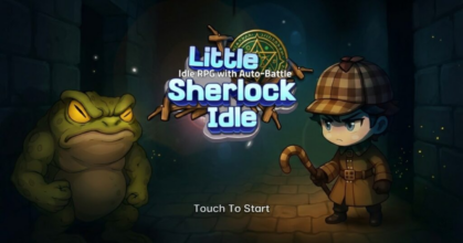 Little Sherlock Idle RPG gameplay showing young detective character and fantasy dungeon combat
