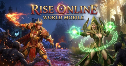 Rise Online World Mobile open world MMORPG gameplay featuring PvP and clan wars