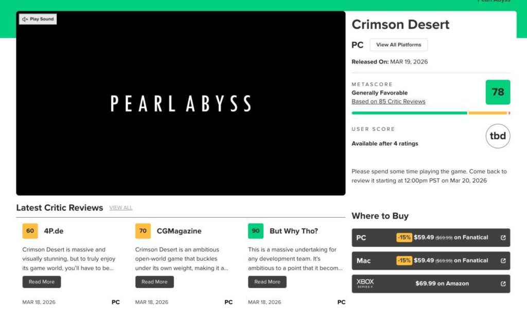 First Crimson Desert Reviews Are In: Scores & Metacritic Average