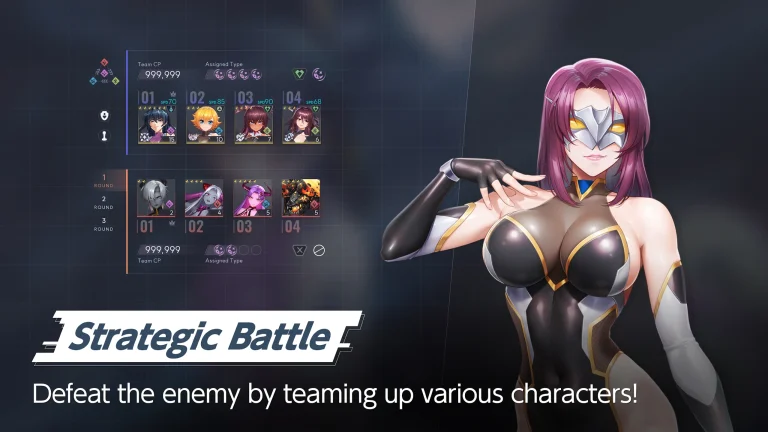 Taimanin Squad characters lineup and tactical RPG battle gameplay