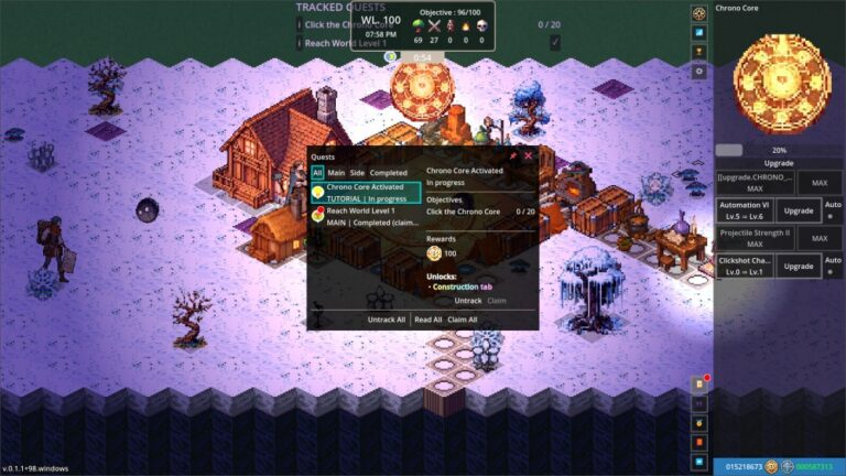 Chronominion Idler idle strategy gameplay interface on Steam