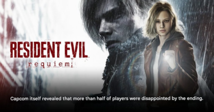 Resident Evil Requiem gameplay scene featuring Leon S Kennedy in survival horror combat