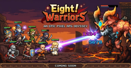 Eight Warriors mobile strategy tower defense gameplay with hero cards