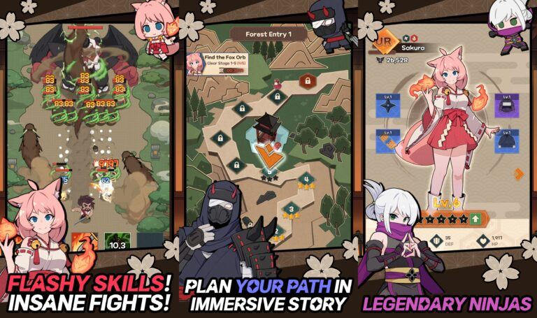Ninja Battle World mobile strategy game featuring ninja village and combat