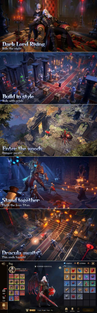 Darklord Vampire Survival mobile RPG gameplay with vampire powers