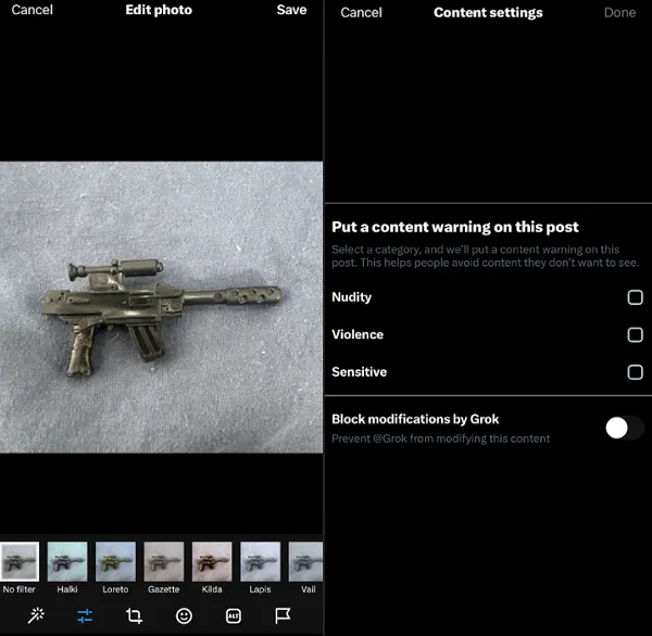 X Grok image privacy